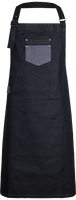 Denim bib Apron Division waxed-look with faux leather